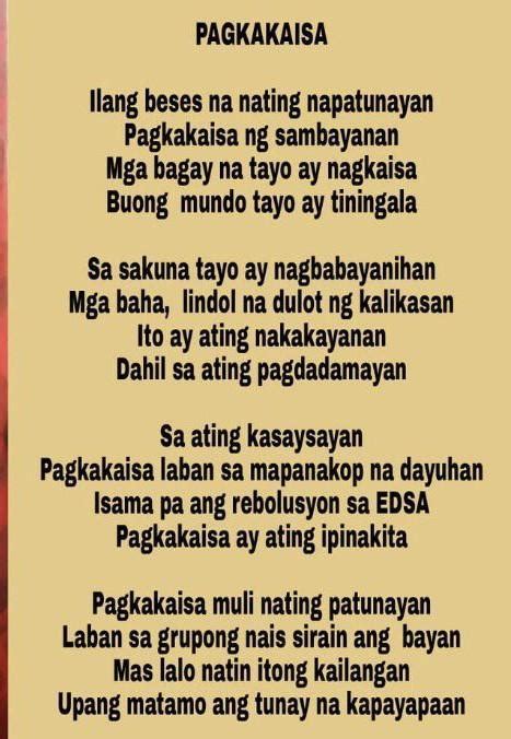 Gumawa Ng Tula Tungkol Sa Kahalagan Ng Pagkakaisa O Pagtutulungan