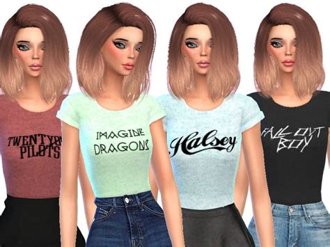 15 More Band Tee Shirts Found In Tsr Category Sims 4 Female Everyday