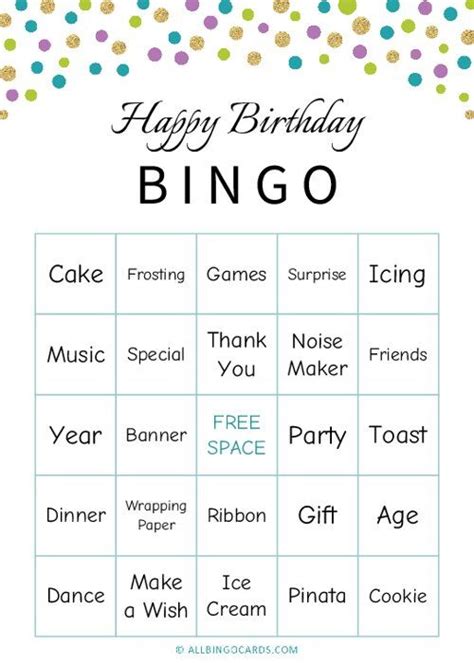 Happy Birthday Bingo To Celebrate A Loved Ones Birthday Download As