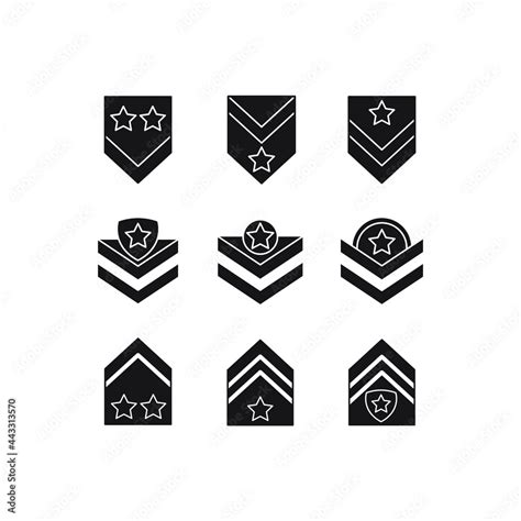 Military Rank Badge Emblem Icon Military Rank Badge Emblem Set Symbol