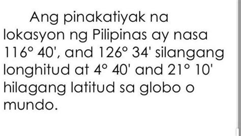 Ano Ang Eksaktong Lokasyon Ng Pilipinaslonghitud At Latitude