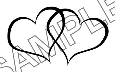 Double Heart Outline Svg Etsy