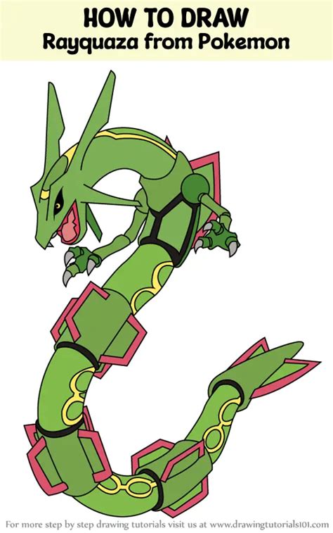 How To Draw Rayquaza From Pokemon Pokemon Step By Step