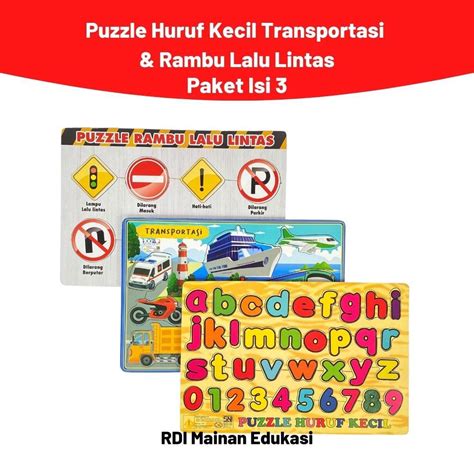 Jual Puzzle Mainan Edukasi Anak Isi 3pcs Puzzle Huruf Kecil