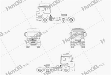 Mercedes Benz Axor Tractor Truck 2022 Blueprint 3DModels Org