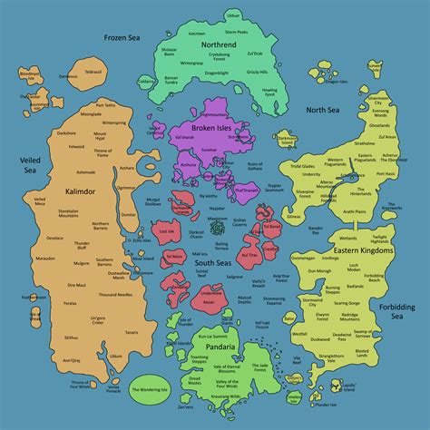 Map Of A Potentially Crowded Azeroth World Of Warcraft Map Warcraft