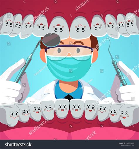 Dentist Holding Instruments Examining Teeth Patient Mouth Inside View