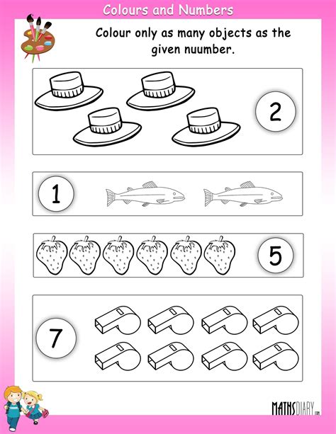 Colours And Numbers Math Worksheets