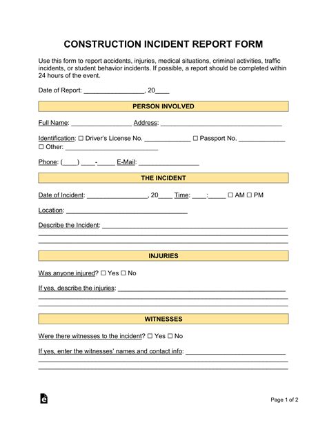 Free Incident Report Templates Pdf Word Eforms