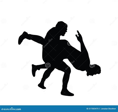 Wrestlers Match Competition Sports Man Wrestling Vector Silhouette