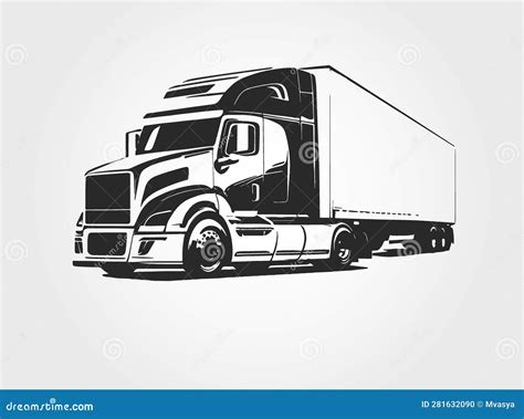 Semi Truck Vector Lorry Freight Transportation Modern Flat Vector