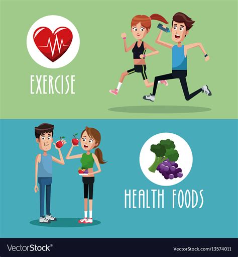 Brochure Exercise Food Healthy Royalty Free Vector Image