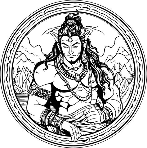 God Mahakaal Black And White Image 47105778 Vector Art At Vecteezy