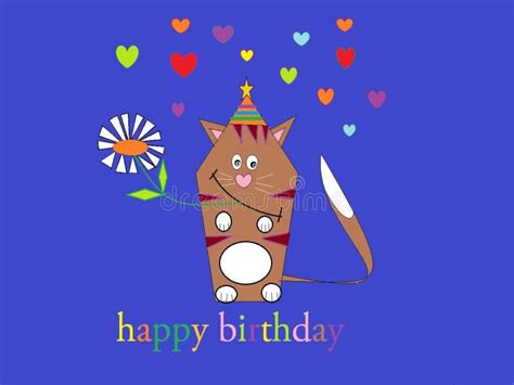 Birthday Card Funny Cartoon Cat Stock Illustration Illustration Of