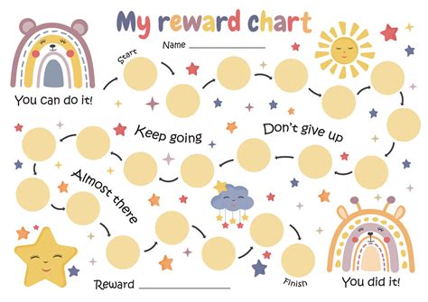 Printable Rainbows Reward Chart Toddler Potty Chart Kids Behavior