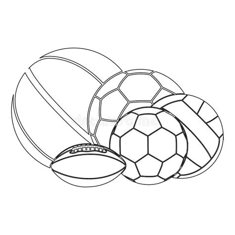 Vector Set Of Outlines Different Sport Balls Stock Vector