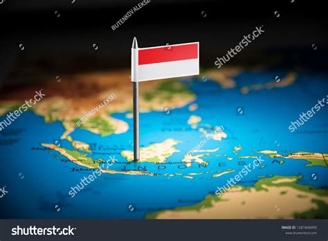 Indonesia Marked Flag On Map Stock Photo 1281849499 Shutterstock