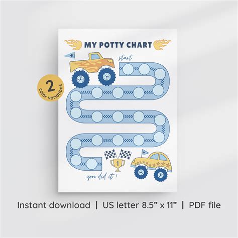 Monster Truck Potty Chart Printable Potty Training Reward Chart For