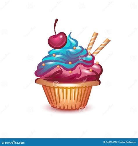 Vector Illustration Concept Of Colorful Graphic Cupcake Icon On White