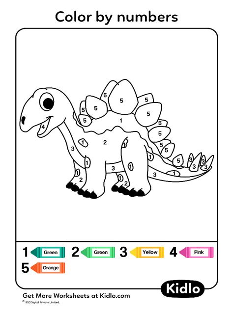 Color By Number Dinosaur Printable