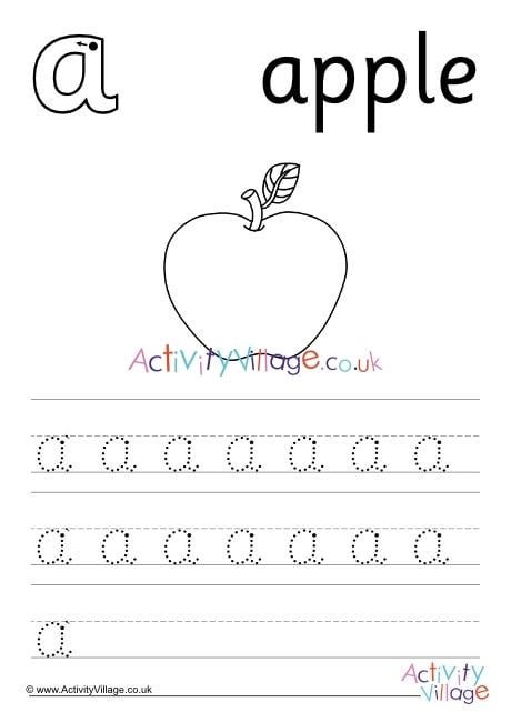 A For Apple Handwriting Worksheet