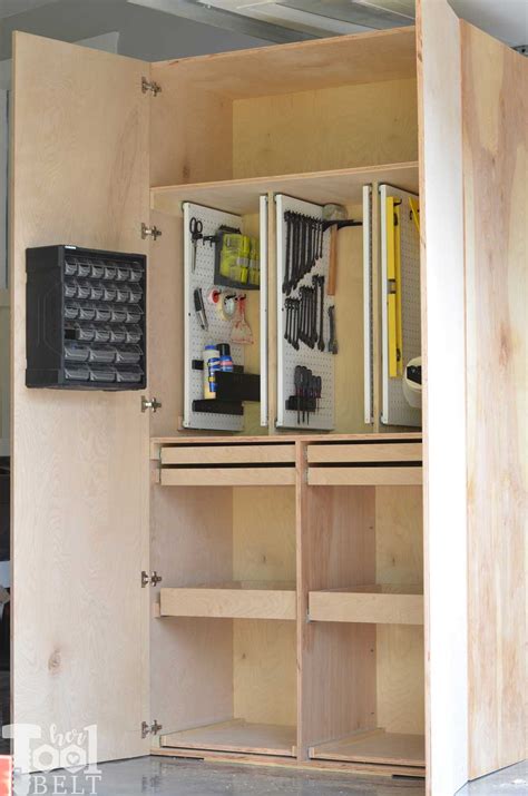 You can store 5 levels of gardening tools, paint supplies and automotive gear in this sturdy storage solution. Garage Hand Tool Storage Cabinet Plans - Her Tool Belt