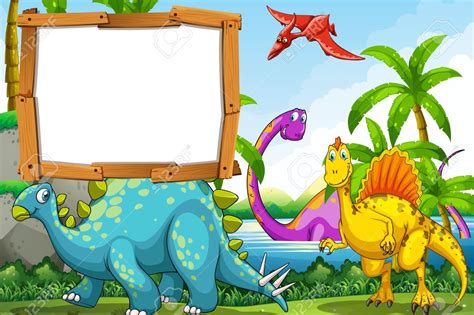 Dinosaurs At The Lake Illustration Royalty Free Cliparts Vectors And