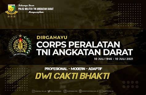 Dirgahayu Corps Peralatan Angkatan Darat Pusat Polisi Militer Tni Ad