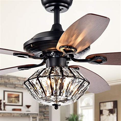 Different finish with chrome white black coffee for every ones'. Black Ceiling Fan with Light Kit Crystal Chandeliers Fan ...