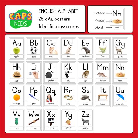 26 X A4 Posters English Alphabet With Words Pdf Teacha