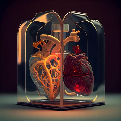 Premium Ai Image Human Heart In A Glass Box 3d Illustration Vintage Style