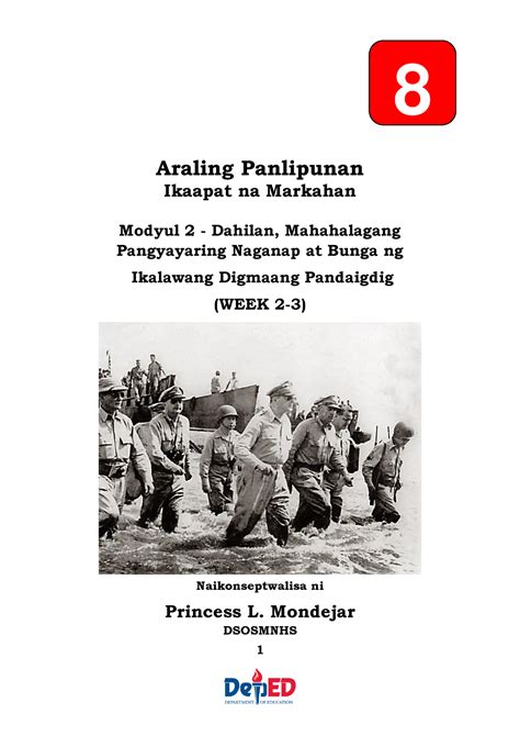 Q Module Ap Eyyy Araling Panlipunan Ikaapat Na Markahan Modyul Dahilan