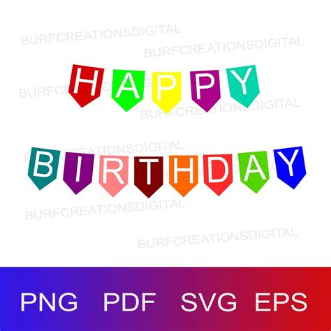 Happy Birthday Banner Download Clipart Image Svg Png Eps Etsy