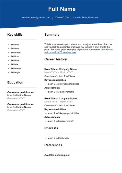 Australia Cv Template