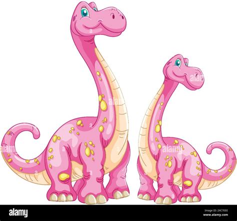 Two Smiling Pink Dinosaurs Standing Together Stock Vector Image And Art