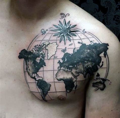 50 World Map Tattoo Designs For Men Adventure The Globe