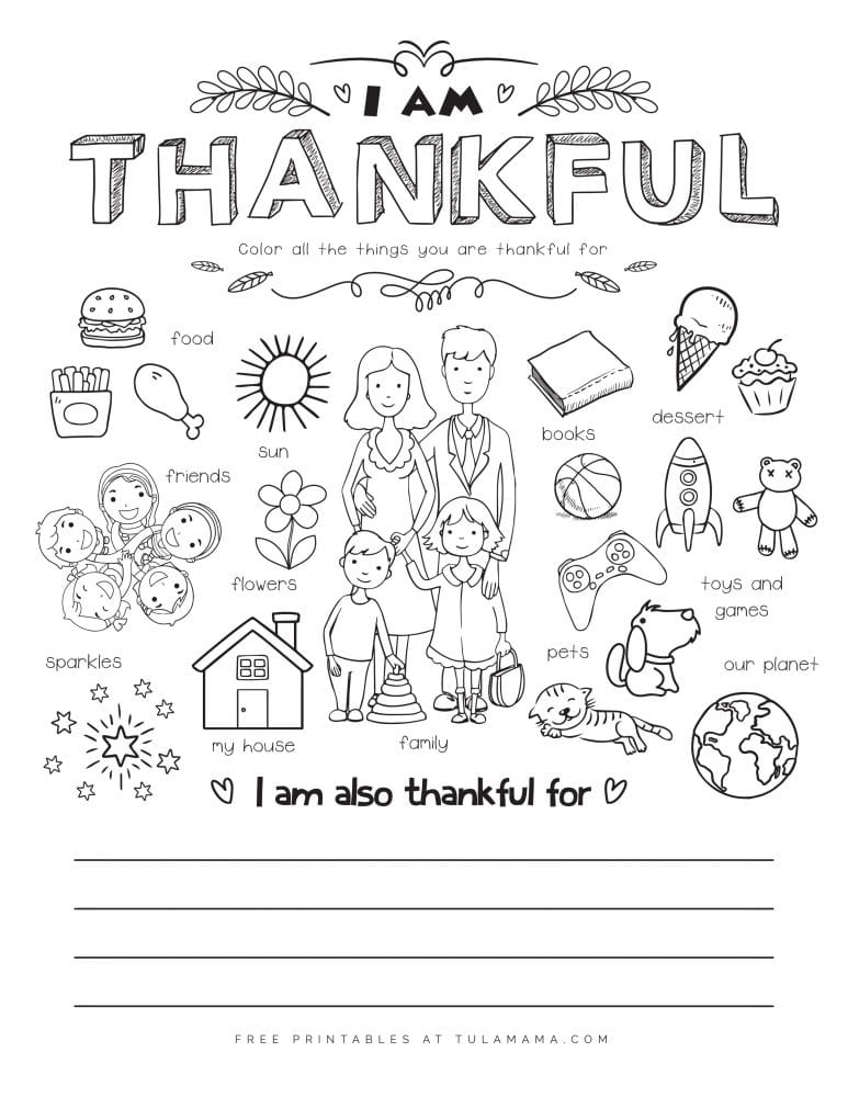 I Am Thankful For Printable