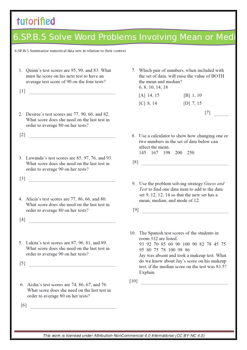 Math Word Problems 6th Grade