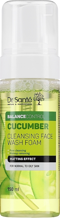 Очищающая пенка для умывания - Dr. Sante Cucumber Balance Control