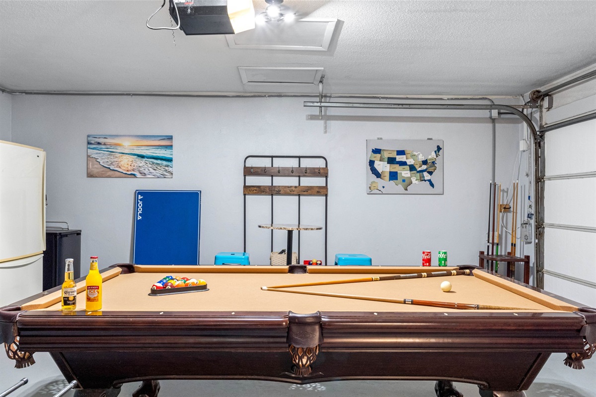 The pool table easily converts into a ping pong table, offering a smooth surface for lively matches and endless hours of entertainment.