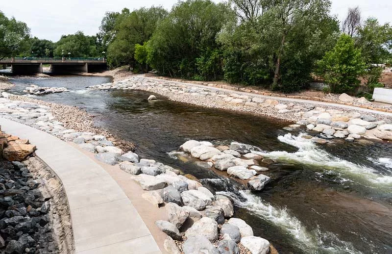 whitewater park along the poudre trail is one of the free things to do in northern Colorado.