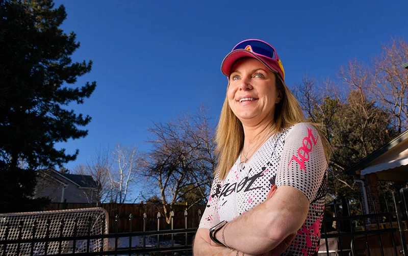 Triathlete Jeanie Brookbanks-Smith has tapped deep wells of determination to cope with Budd-Chiari syndrome and Polycythemia vera. Photo by Cyrus McCrimmon, for UCHealth.