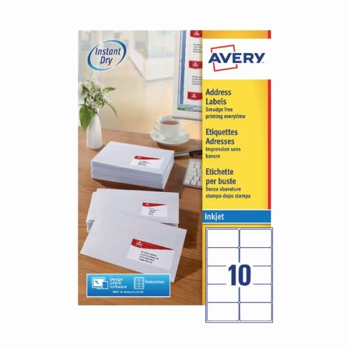 Avery 10 Per Page Labels Awesome Avery Quickdry Inkjet Label 99 1x57mm 10 Per Sheet 10tv