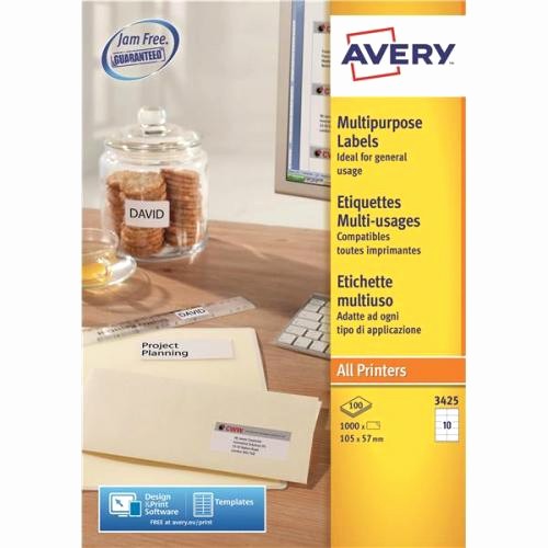 Avery 10 Per Page Labels Luxury Avery 105x57mm Copier Labels White 10 Per Sheet