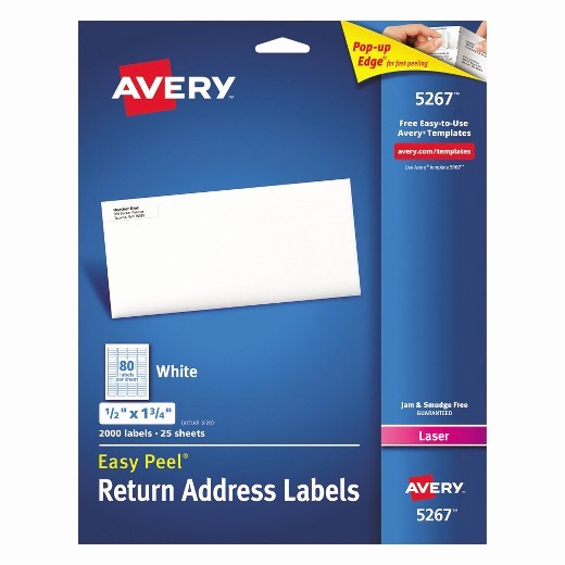 Avery 10 Per Page Labels New Avery 1 2 X 1 3 4 Laser Easy Peel Address Labels White