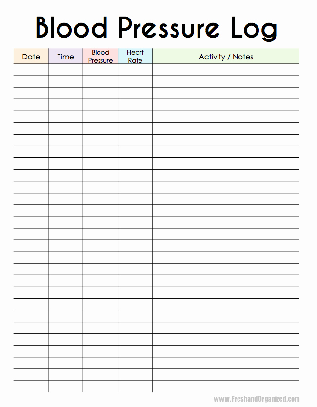 Free Blood Pressure Log Printable