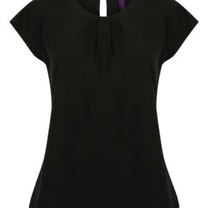 Henbury Ladies Pleat Front Short Sleeve Blouse