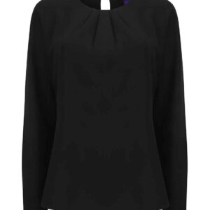 Henbury Ladies Pleat Front Long Sleeve Blouse