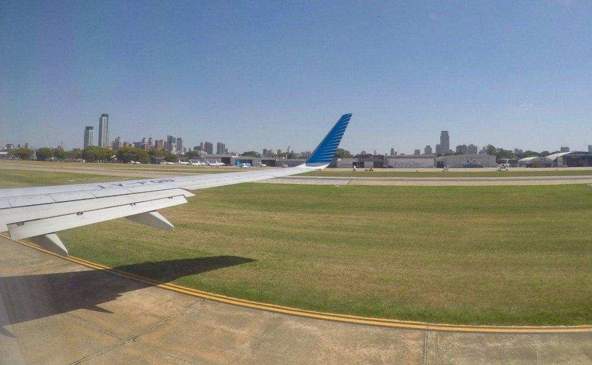 Rodando hacia la pista en Aeroparque