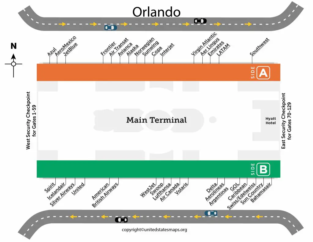 Orlando Airport Map | Map of Orlando Airport Terminals